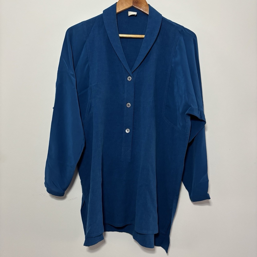 Poetry Deep Blue Button-Front Tunic - Picture 2 of 10